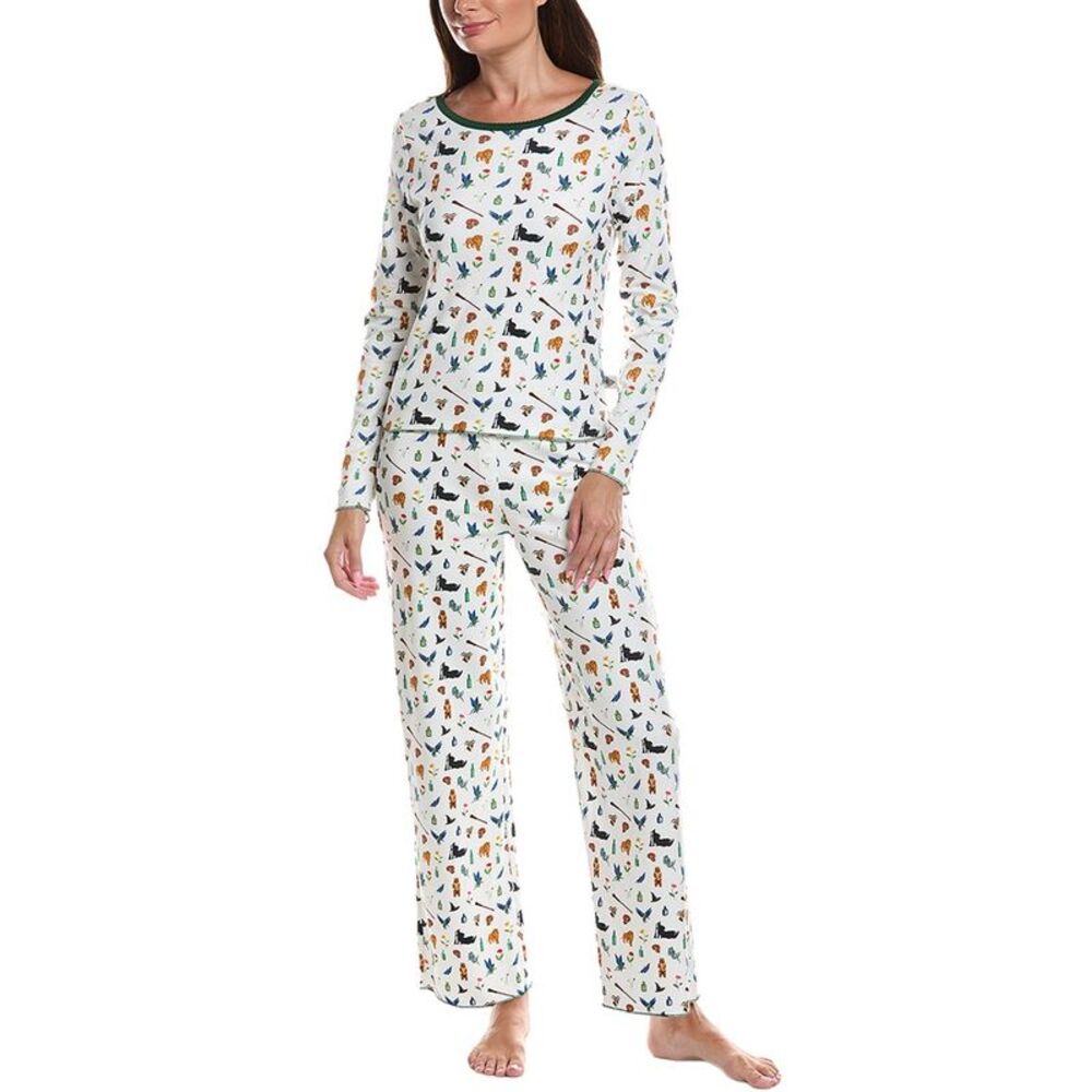 Cozyland By Morgan Lane Womens  2Pc Elphaba Print Long Pajama Set, White